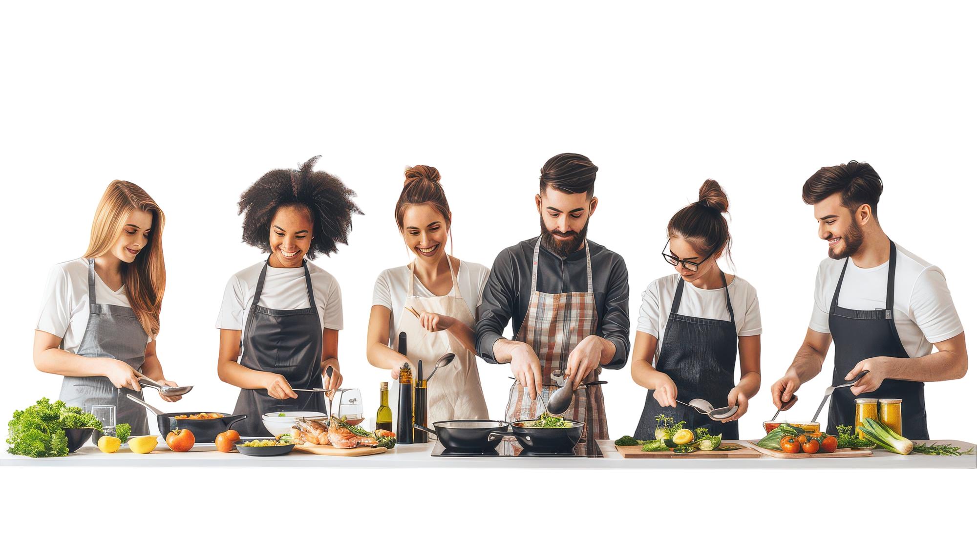 Zespół przy pracy w atelier kulinarnym